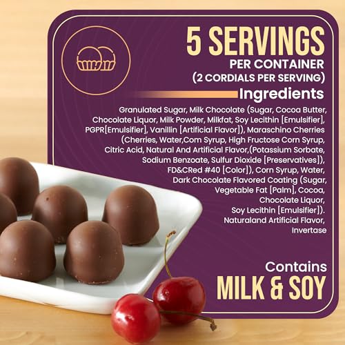 Queen Anne Chocolate Covered Cordial Cherries Variety Pack | 6.6 oz (Pack of 5) | 10 Piece Boxes | Whole Maraschino Cherry Creamy Filled Liquid Center | Holiday Party Chocolate Candy