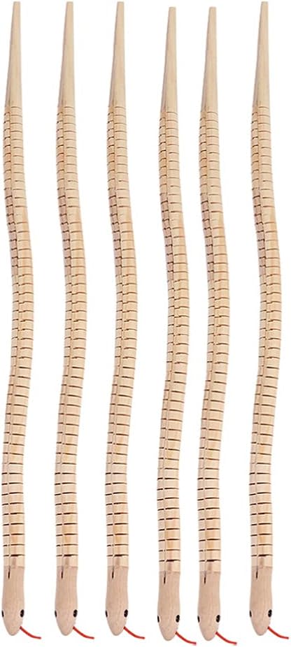 Unfinished Wooden Wiggly Snakes Toy: Jointed Flexible Wood Snake to Paint 6pcs Blank Animal Model for DIY Arts Crafts Birthday Party Favors (Pack of 2)