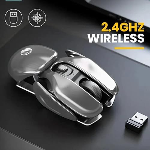 2023 Wireless Ergonomics Metal Mouse -【New Version】 Wireless Mouse Rechargeable, 2.4 Ghz Nano Usb Unifying Receiver, 3 File Dpi Settings W/ Aluminum Alloy Integrated Base, For Laptop Pc Computer #TOP5