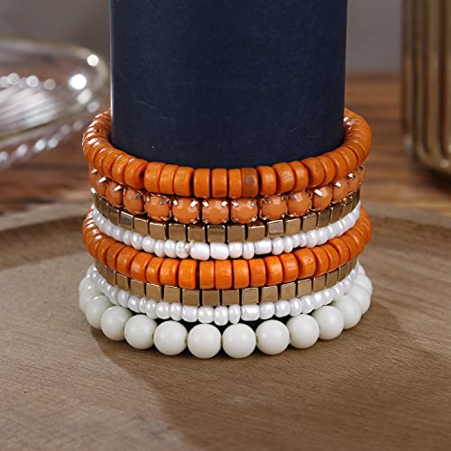 LUREME Bohemian Beads Cube Multi Strand Stretch Stackable Bangle Bracelet Set (bl003172)4