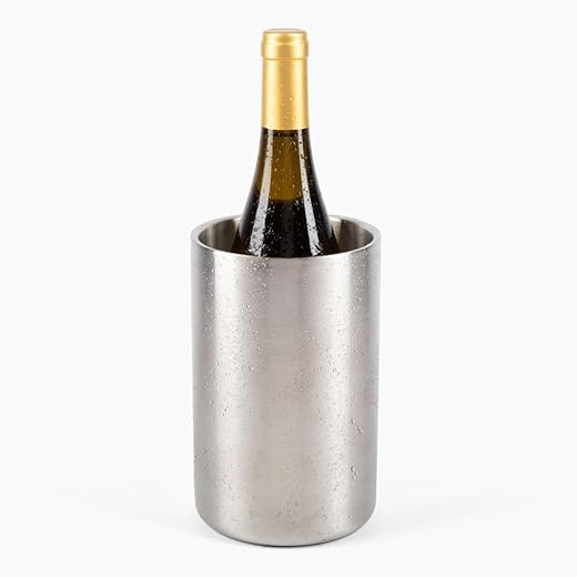 Stainless Steel Wine Chiller a Double-Insulated Iceless Bottle Cooler for Wine & Champagne, Keeps Bottles Cold up to 6 Hours, Portable, Fits Most Bottle Sizes, Wine Accessory Gift