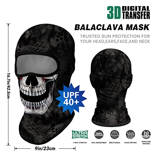 Image of Skull Full ski Mask, 3D Balaclava, UV Sun Protection,Motorcycle /Ski /Scarf /Cycling /Fishing for Men