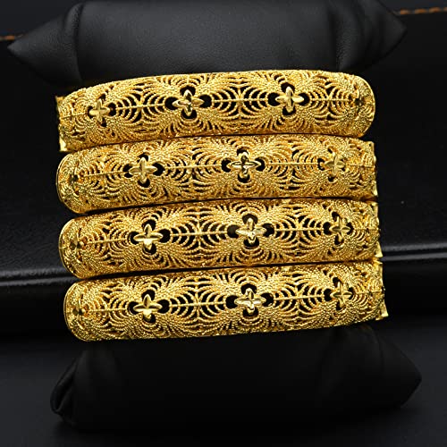 Dubai Gold Bangles for Women Indian African Wedding Bracelets 18K Gold Plated Ethiopian Bridal Jewelry4