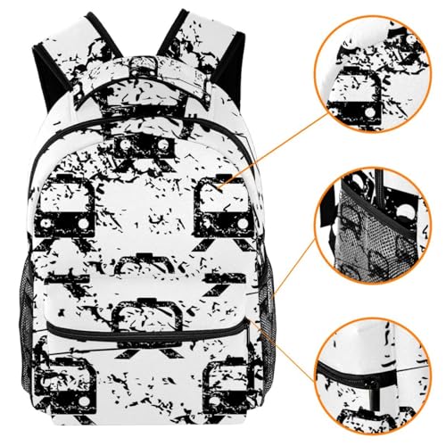 Sac à dos d'école au style train noir grunge multicolore original