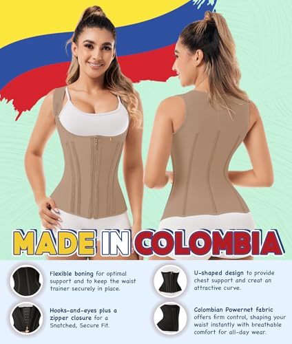 Image of LadySlim REAL COLOMBIAN Fajas Colombianas Reductoras LATEX Chaleco Vest Waist Trainer Cincher Workout Girdle