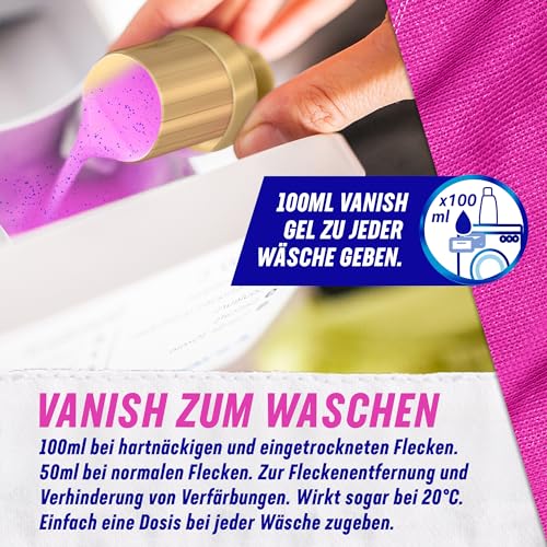 Vanish Oxi Action Gel Pink – 1 x 750 ml – Fleckenentferner und Wäsche-Booster Gel ohne Chlor – Für bunte Wäsche