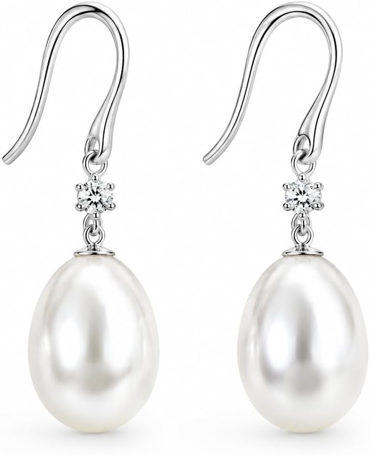 Freshwater Pearl Drop Earrings for Women 925 Sterling Silver Dangle Jewelry