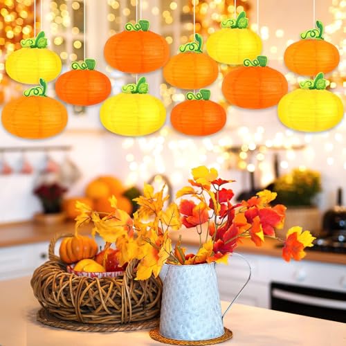 Lanterne en papier citrouille 3D DECYOOL lot de 12 suspensions pour fête - 4