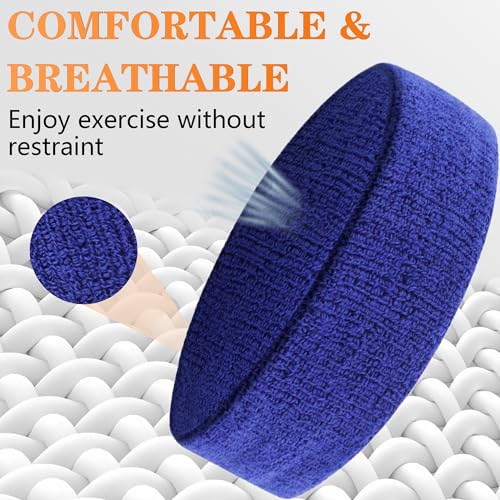 Image of 4 Pack Sweatbands Sports Headband for Men and Women, Moisture Wicking Athletic Workout Headband for Running, Tennis, Basketball, Yoga, Gym Stretchy Unisex Sweatband