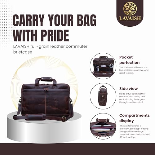 Full-Grain Leather Briefcase for Men & Women–17 Inch Laptop Bag with Computer Compartment Leather Office Satchel Bag2