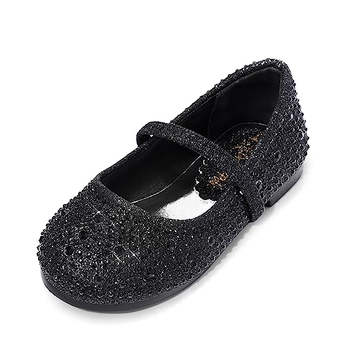 DREAM PAIRS Girls Dress Shoes Mary Jane Flats | Rhinestone Sparkle ballet flats ballerina flower girl shoes for wedding,party,school,church,communion