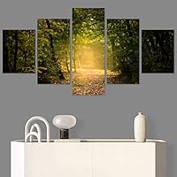 SIGNWIN 5 Panel Canvas Wall Art Setting in The Trees for Home Decorations Ready to Hang - 60