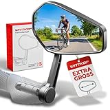 WITTKOP Fahrradspiegel | Großes HD Sichtfeld | 360° Dreh- & Einklappbar | Montage Ober- & Unterhalb | Bruchfest & Langlebig | Konvexer Rückspiegel für Fahrrad, E-Bike (Montage am Lenkrende, Einzel)