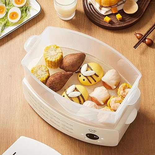 Vaporiera elettrica a 3 livelli, pentola a vapore elettrica da 900 W, appuntamento intelligente 24 ore su 24, spegnimento automatico, display touch screen a LED, 12 menu principali, per cuocere
