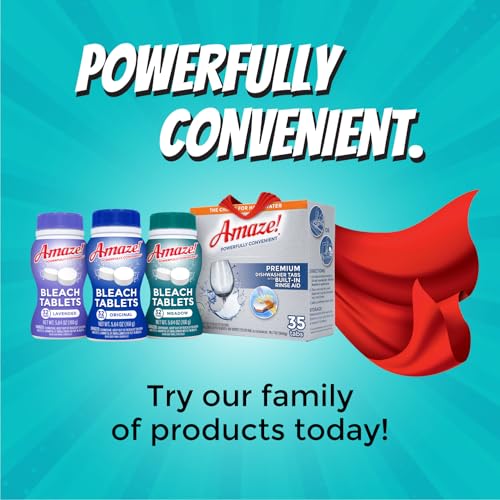 Image of Amaze! Premium All-in-One Dishwasher Tablets (35 tabs) - Fresh Scent - Powerful Dish Detergent. Fight Hard Water Buildup. High Performance. Dissolvable Film.