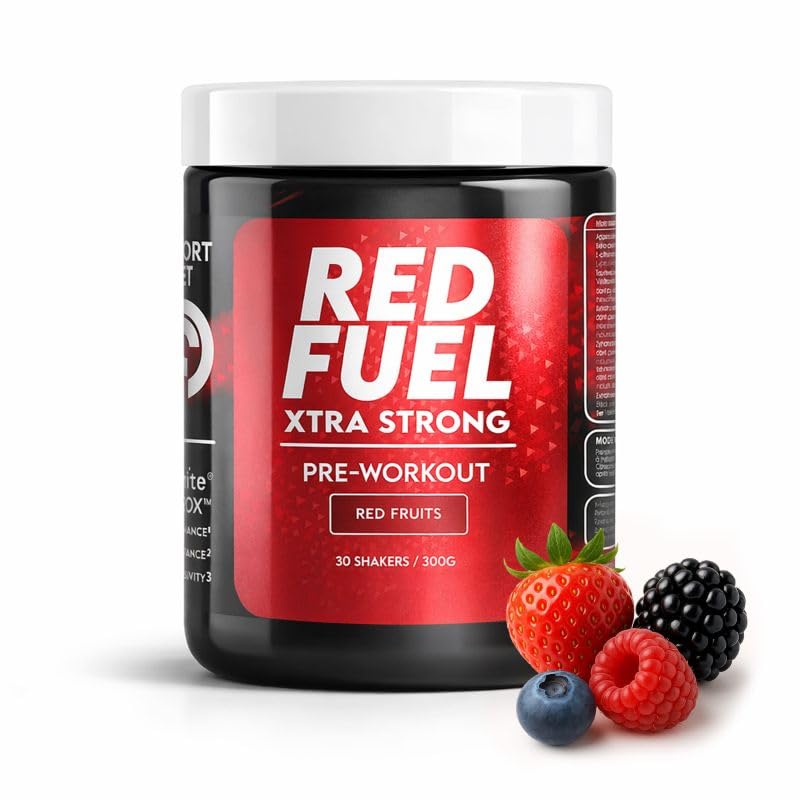 RED FUEL Pre-Workout - Pré-entraînement 300g - Performance, focus & réduction de la fatigue - Sans caféine - Actifs brevetés Zynamite, Vinitrox - Sport Diet