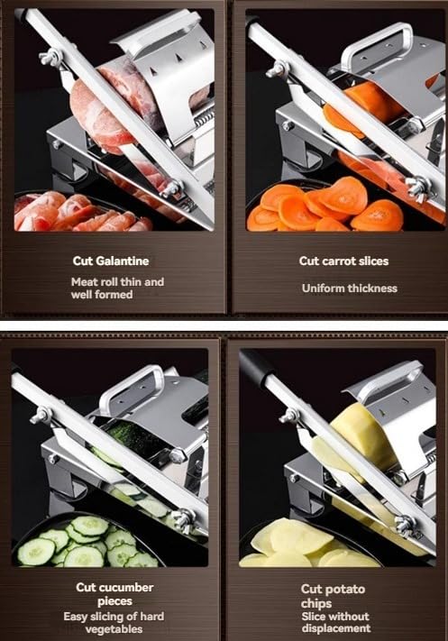 Affettatrice manuale in acciaio inox, affettatrice per carne congelata, taglierina per rotolo di carne in acciaio inossidabile, funzionamento manuale regolabile, adatta per affettare involtini di