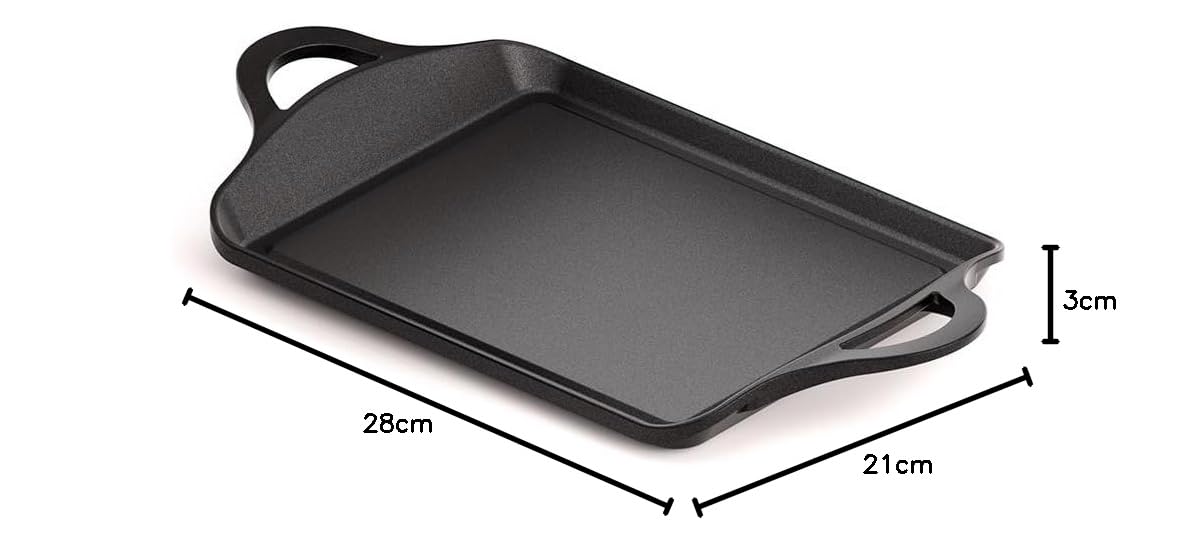 Valira Origen - Plancha premium de 28x21 cm hecha en España, aluminio fundido con antiadherente reforzado, no apta para inducción