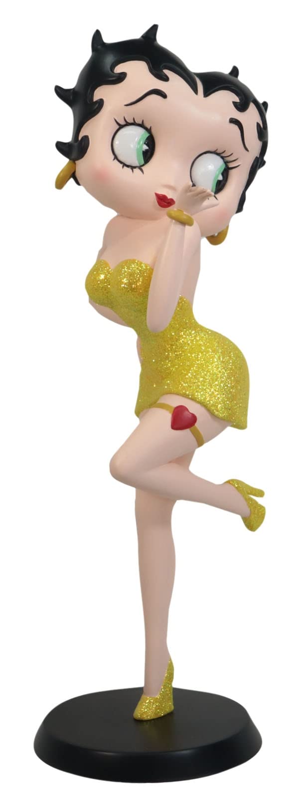 Middle-England Yellow Betty Boop Blowing Kiss Glitter Dress Collectable Figurine - 32Cm