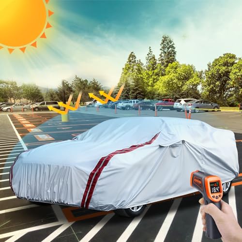 Image of Waterproof Car Covers Replace for 2007-2024 Subaru Impreza WRX Sti, 6 Layers All Weather Custom-fit Car Cover with Zipper Door & 18 Ponit Windproof Bands for Snow Rain Dust Hail Protection