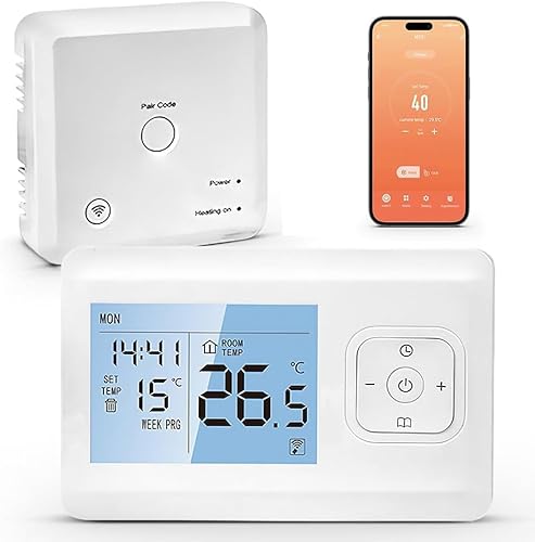 Termostato conectado inalámbrico e inteligente WiFi, programable para caldera de gas, control de voz y control remoto compatible con Alexa y Google Home