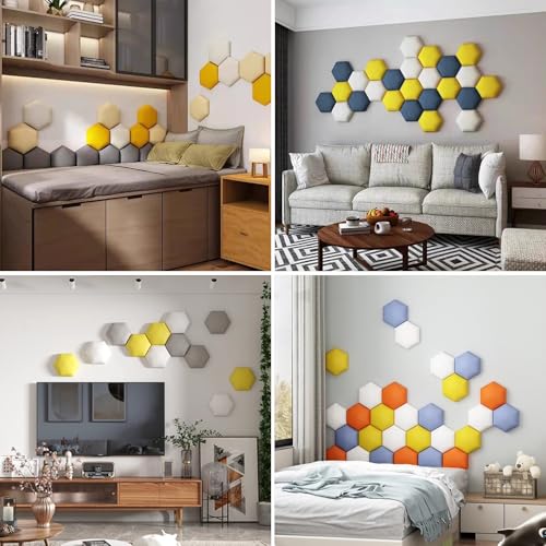 Acolchado de pared anticolisión hexagonal autoadhesivo 3D para cabecero de cama 5