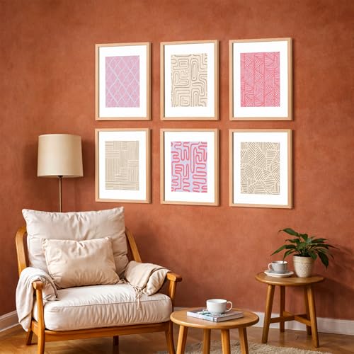 Image of NoWorries Modern art Wall paintings for living room Pestal colour Frames for wall decor - Wall framed posters for home decoration (Pattern-Minimal art) Set of 6 (10x13inches Multicolor) (ART-8)