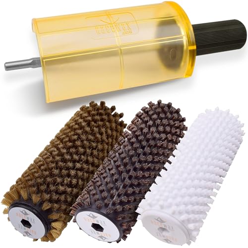 RaceWax 150mm Wide Roto Brush Ski Wax Kit SnapOut Quick-Change Axle 3 Brushes (Brass, Horse Hair and Nylon) for Waxing - (ZL-7150)