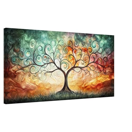 Toile Arbre de Vie abstraite 90x180cm pour décoration murale de salon