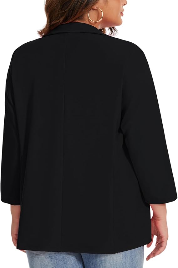 MINTLIMIT Womens Plus Size Blazer 3/4 Sleeve Button Front Jacket Pocket