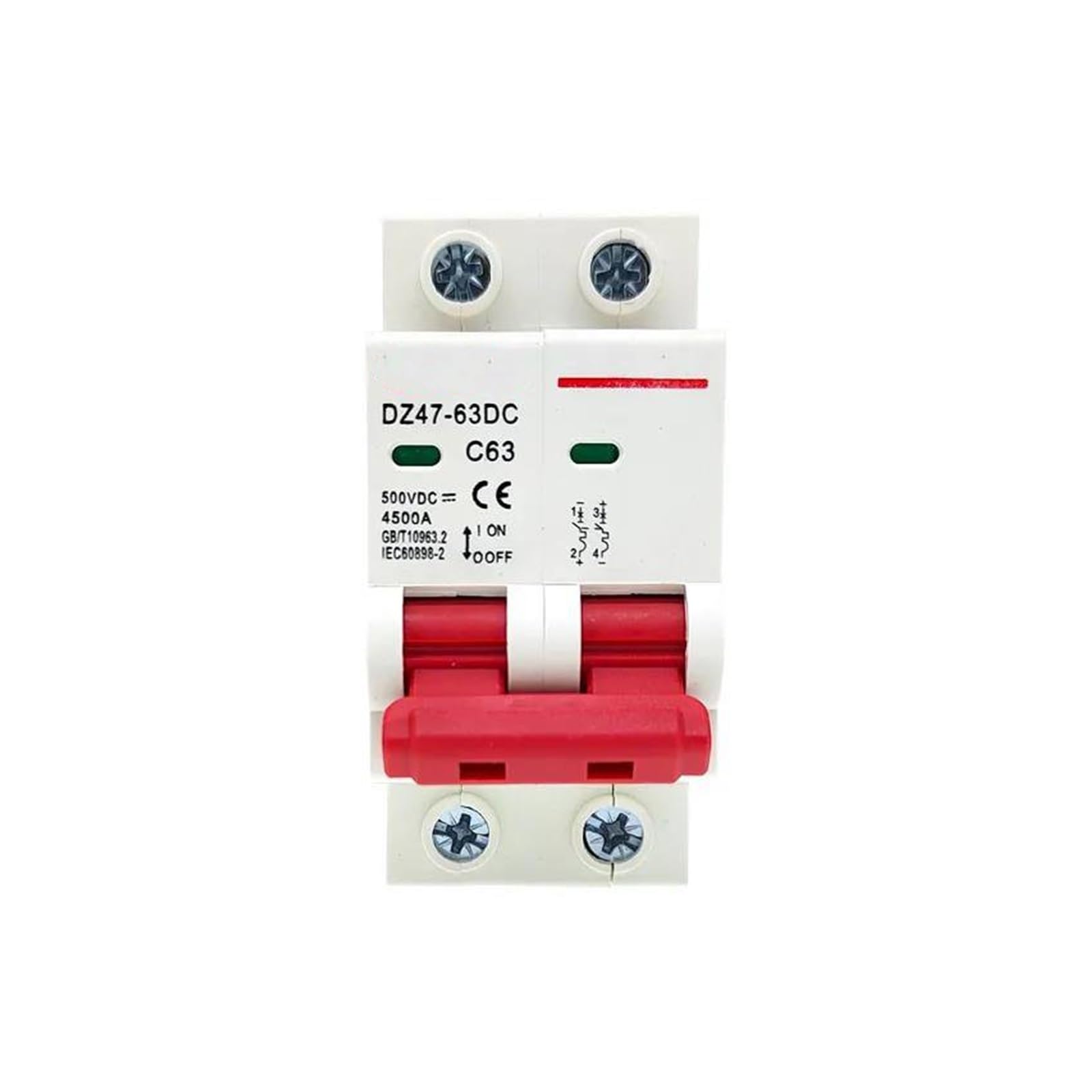 Interruttore di protezione da sovraccarico per miniinterruttore solare DZ47 2P DC500V DC1000V 10A 16A 20A 25A 32A 40A 63A DC MCB per impianto fotovoltaico(DC500V 40A)