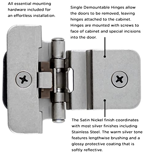 Hickory Hardware P5312-Sn-10B Hickory Hardware P5312-10Pack (10) Pairs - 3/8 Inch Inset Wrap Cabinet Door Hinges With 110 Degree Opening Angle - Total 20 #TOP1