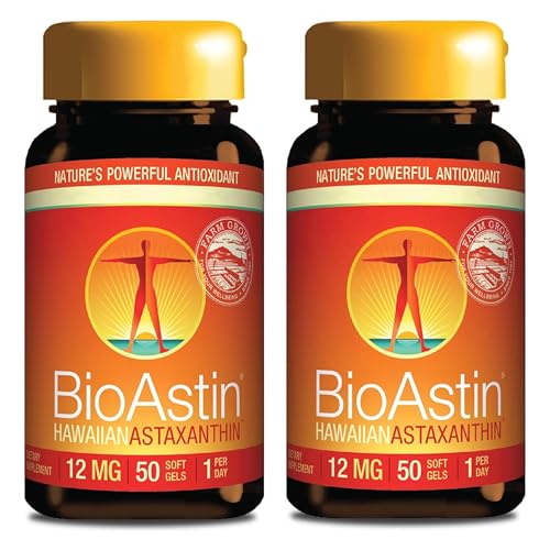 Nutrex Hawaii, BioAstin, Hawaiian Astaxanthin, 12 mg, 2-Tages-Depot, 2x 50 Weichkapseln, Laborgeprüft, Vitamin E, Glutenfrei, Sojafrei, Ohne Gentechnik, Doppelpack