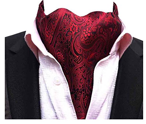 MOHSLEE Men's Silk Suit Red Wine Paisley Ascot Woven Cravat Self Ties Neckties