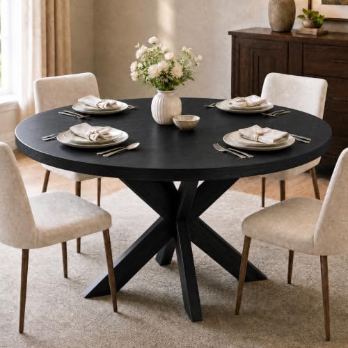 Garvee 47" Round Black Dining Table