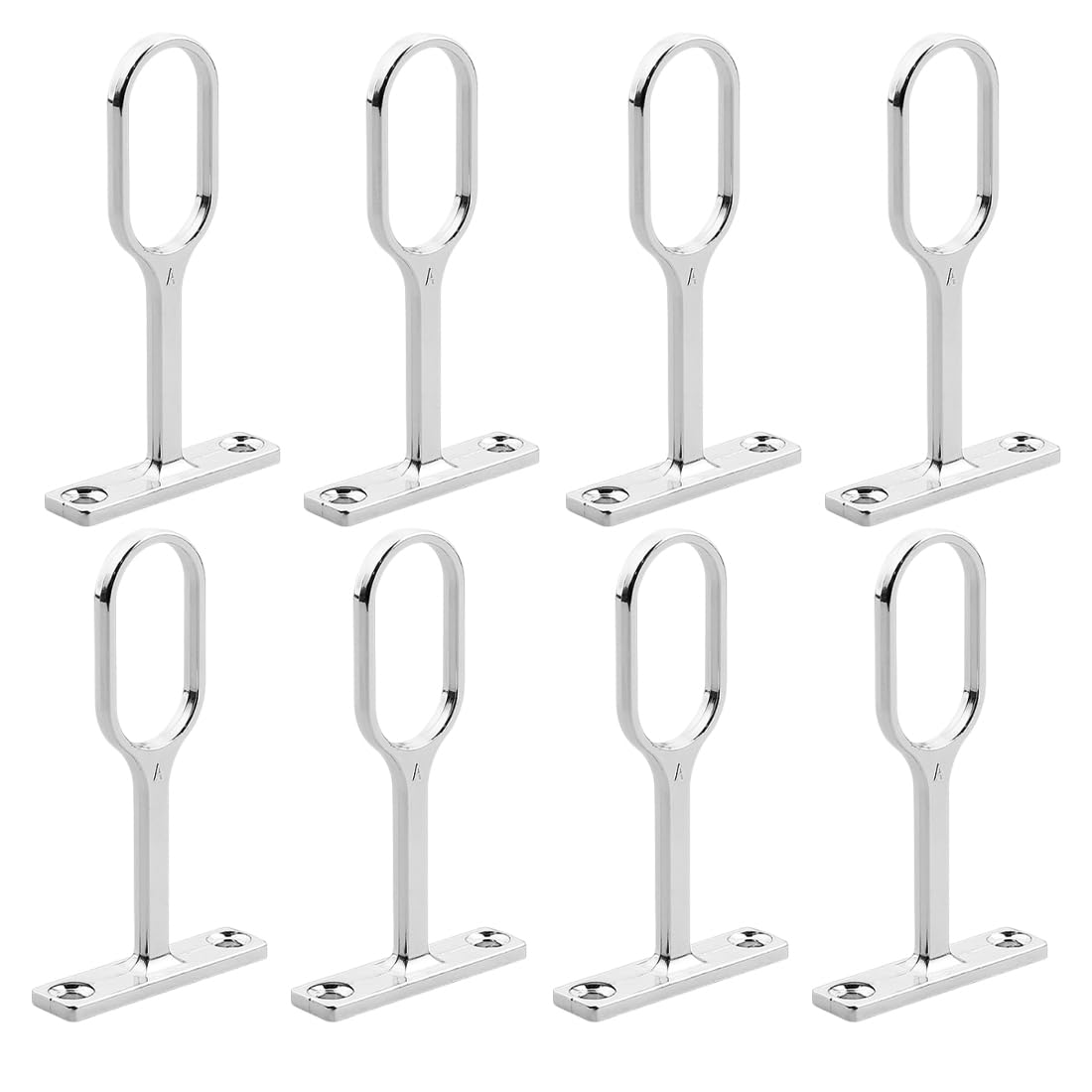 WUSJCOF Schrankstange Oval 17x31 Mm – 8 Stück Seitenwand- & Mittelträger, Verchromte Kleiderstangenhalterung Für Deckenmontage, Zinklegierung