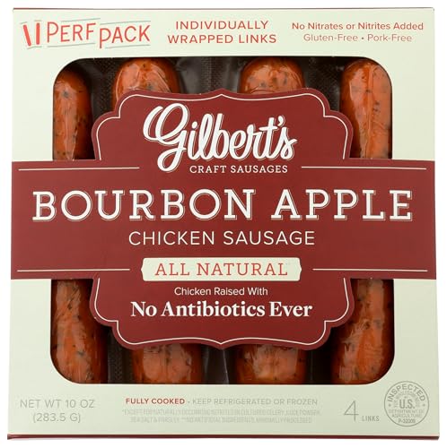 Gilbert's Craft Sausages, Chicken Sausage Bourbon Apple, 10 Ounce