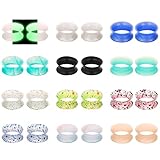 TOPBRIGHT Thin Silicone Ear Plugs Tunnels Flexible Ear Earlets Ultra Soft Ear Gauges Expander Stretchers Double Flared Flesh Ear Piercing Jewelry 12pairs 00g For Men and Women