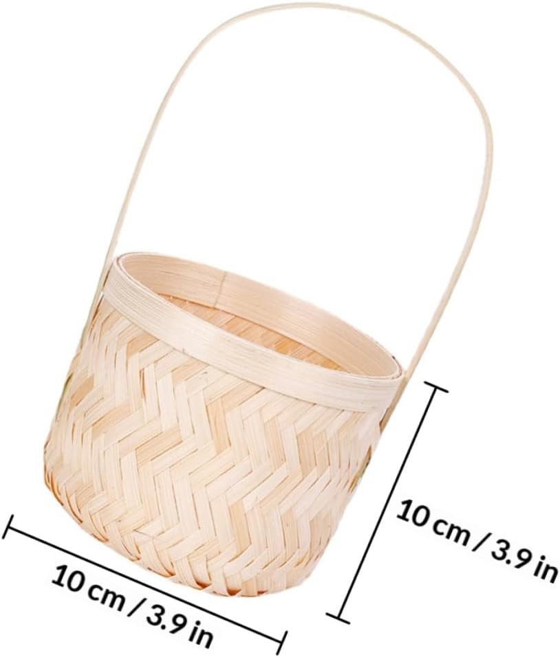 Handmade Woven Decorative Basket Set, 2pcs 10x10cm Handheld Flowerpot Storage Baskets for Home Organization and Floral Arrangement image 2