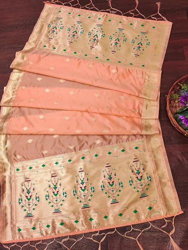 Image of DEVANGI Women's Woven Paithani Banarasi Silk Dupatta /Chunni For Women, Floral Print 1 Meter Wide and 2.3 Meter Length Printed Designer Dupatta /Chunni For Girls