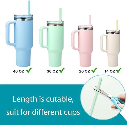 Miniatura 3 de Paquete de 6 popotes de silicona de repuesto, popotes de silicona de 12.2 pulgadas y 40 onzas, pajitas de café helado, pajitas extralargas, popotes