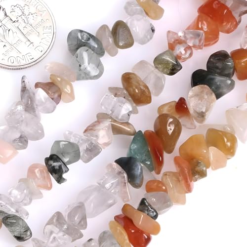 Image of 5-8mm Mixed Rutilated Quartz Natural Chip Stone Beads for Jewelry Making