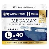 NorthShore MegaMax Tab-Style Briefs, Blue, Large, Case/40 (4/10s)