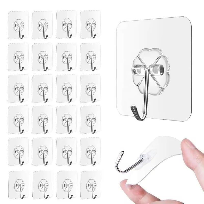 Image of Self-Adhesive Decorative Wall Hooks - Chrome Flower Design, Heavy Duty Hooks for Bathroom, Kitchen, Home & Office - No Drill Hanging Solution for Keys, Towels, Bags & More Pack of -4|Wall |PC-4|A