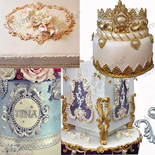 Anyana Large Big Vintage European Relief Baroque Scroll Wedding Mould Cake Fondant Gum Paste Silicone Mold For Sugar Paste Baking Cupcake Decorating Topper Decoration Sugarcraft Décor #TOP2