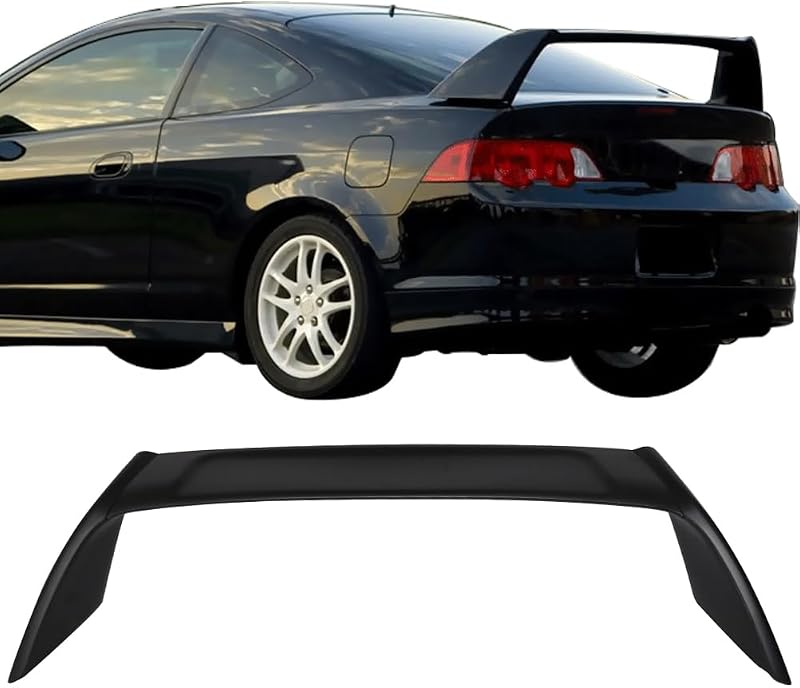 Fit 2002-2006 Acura RSX DC5 Trunk Spoiler Type R TR Style | IKON MOTORSPORTS, 3PCS, Unpainted Black, ABS Plastic, Rear Trunk Lid Spoiler Wing Lip