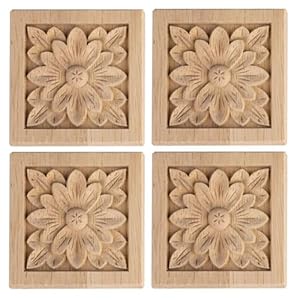 Aiminjey Holzblumen-Applikationen quadratisch (10 Stück)