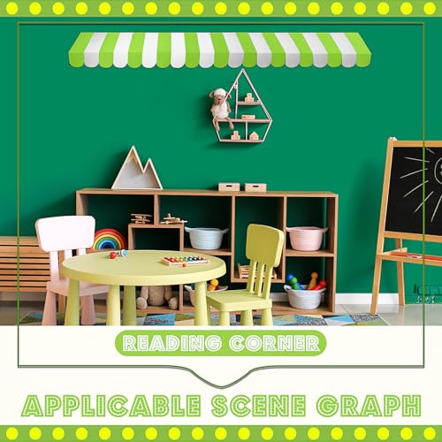 Image of Boao 4 Pcs 3D Cardboard Awning Decor,Bright Green and White,Striped Style