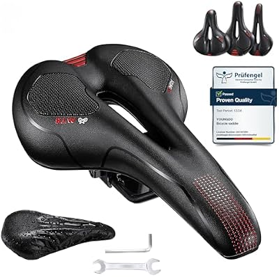 YOUNGDO Sillín Bicicleta,Sillín de Bicicleta Gel,Sillin Bici Ergonómico Hombre Mujer Asiento de Bicicleta Antiprostatico Cómodo y Transpirable para BMX,Bicicleta de Carretera,Bicicleta de Montaña