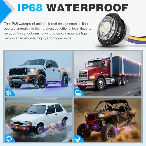 Image of Nilight 3 /4 Inch Dual Color Marker Light Amber Turn Purple Clearance Lights | 10PCS Auxiliary Side Lamp w /3 Pin Plug IP68 Waterproof Fits Trailers Trucks Campers RVs ATVs UTVs